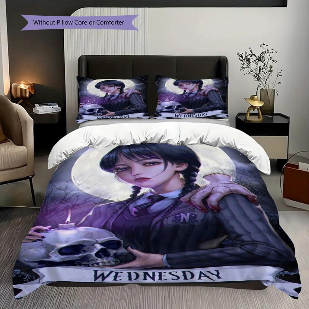Midnight Whispers Shadows Three-piece set (1 * duvet cover + 2 * pillowcase, without core) 2D Flat Duvet cover and pillowcase Soft and comfortable