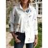 Casual Fashion Women's Outdoor Long Sleeve Cardigan Shirt, Machine Washable, Lapel Button, Printed Shirt