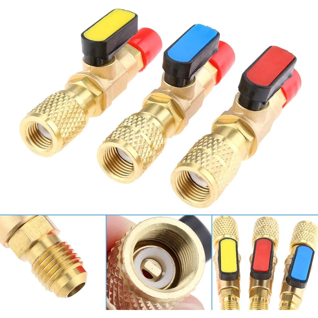 R22 Refrigerant Ball Valve Brass Air Conditioning Refrigerant Shut-Off Valve Connecting To Hose Refrigeration Tool R410a Adapter
