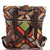 Damen Leder Rucksack im geometrischen Patchwork-Design