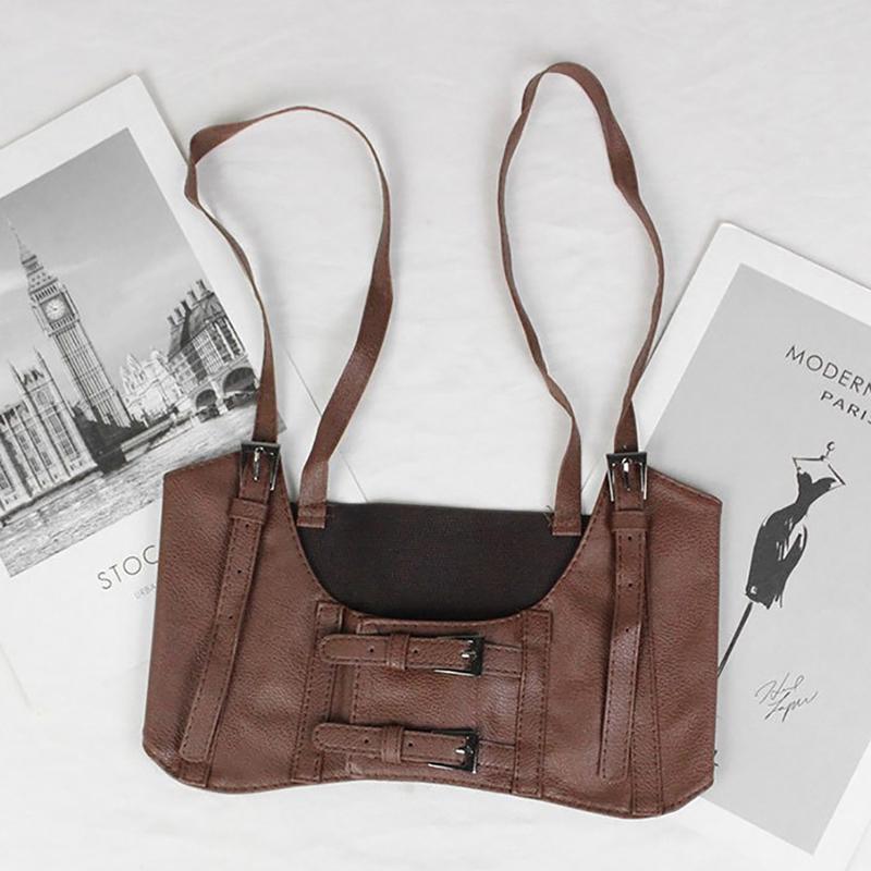 

Женский сексуальный кожаный эластичный широкий пояс на талии, корсет с подтяжкой под грудью кофейный