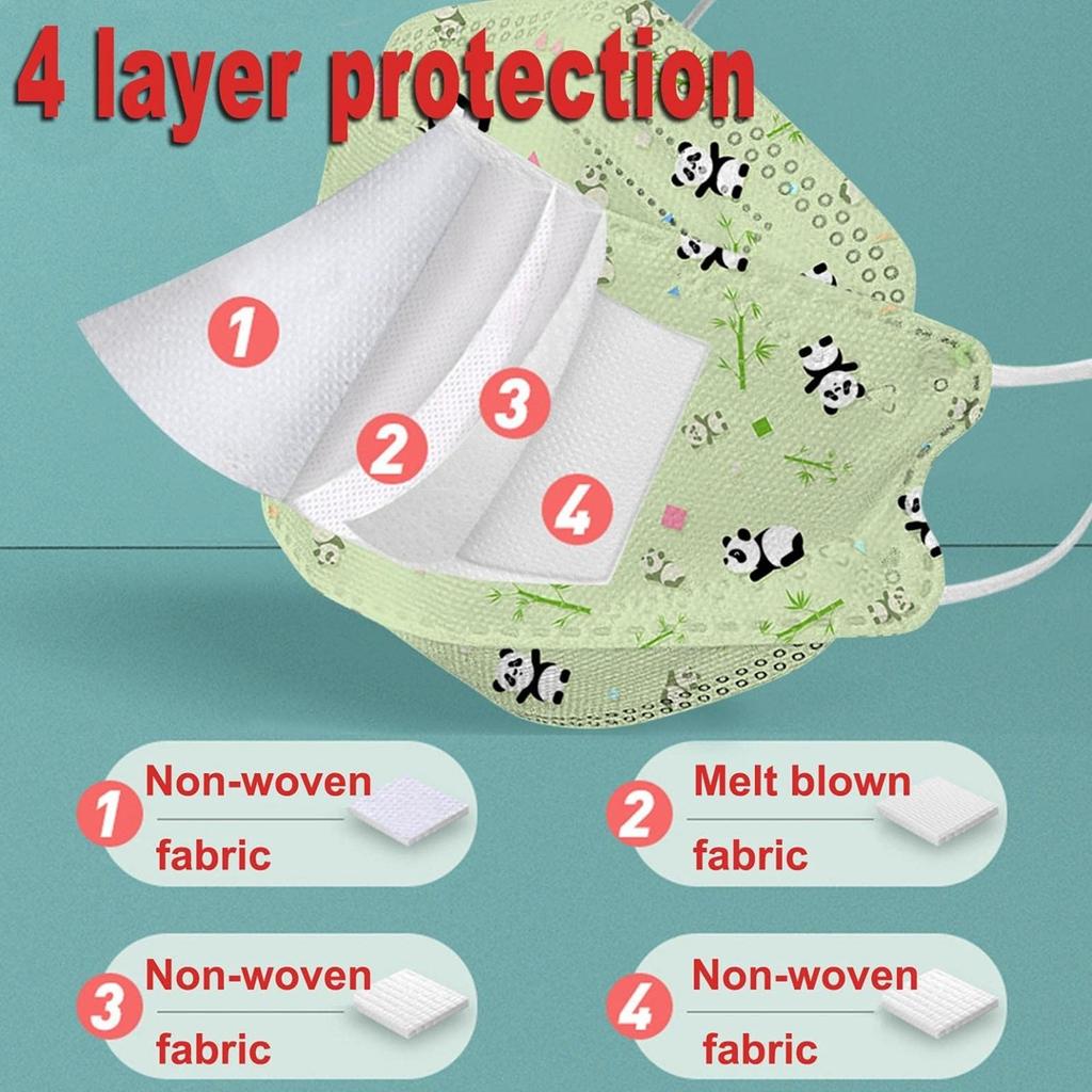 50Pcs Kids Disposable Face_Masks With 3D Designs 4-Ply Cute Printed Breathable Face_Mask