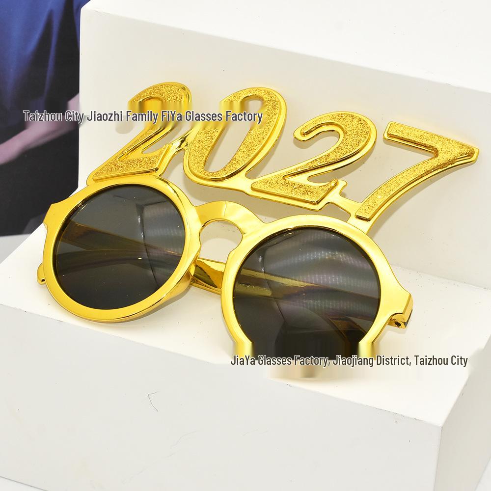 

2027 New Year s Eve Decorative Round Lens Glasses for Parties & Gatherings