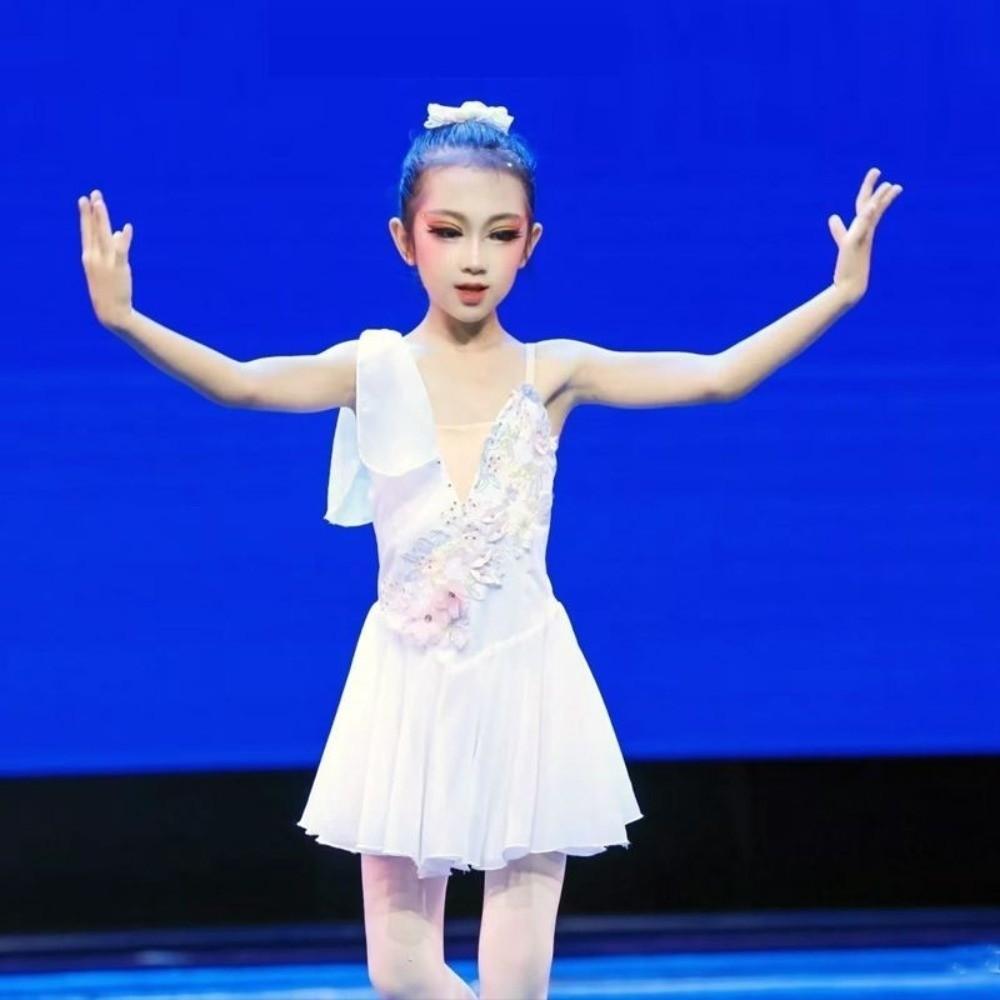Classical Leotard Modern Dance Dress Chinese Sling Performance Costume Princess Dress Kids Girls