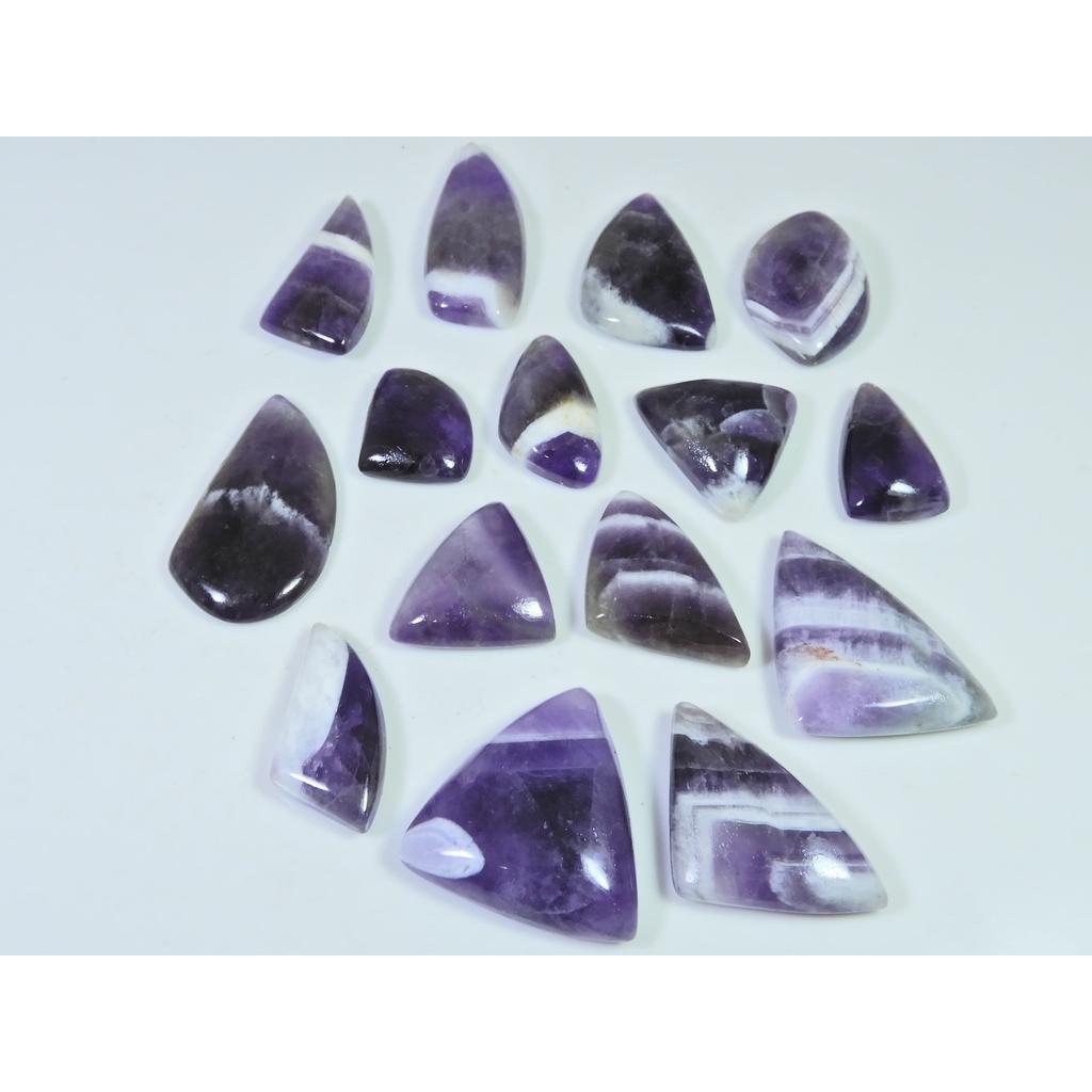 298Cts. Natural Amethyst Lace Agate Fancy Cabochon Loose Gemstone 15Pcs Lot C-802