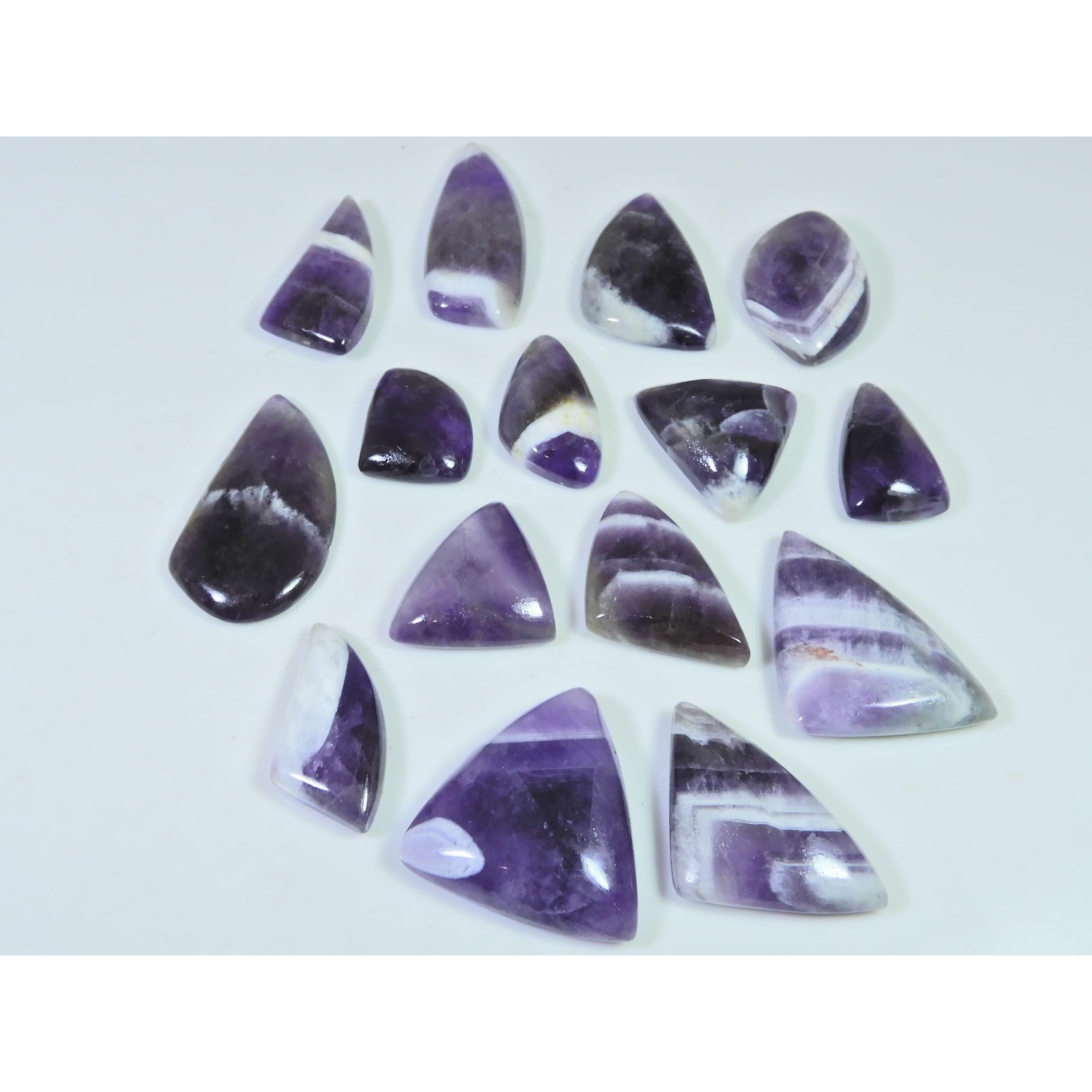 

298Cts. Natural Amethyst Lace Agate Fancy Cabochon Loose Gemstone 15Pcs Lot C-802