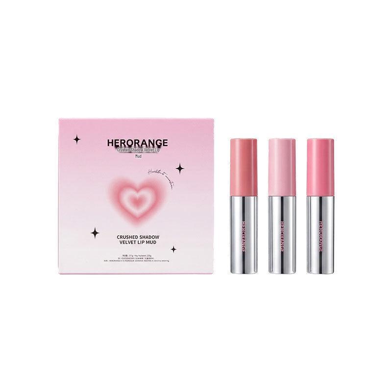 HERORANGE Shadow Velvet Crushed Diamond Lip Mud Gift Box: Matte Lipstick for a Whitening Effect and Non-Stick Finish.