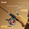 Ice Fishing Rod Set: Telescopic Imitation Wood Grain, Short Winter Rod, Micro Lead Reel, Raft Rod.
