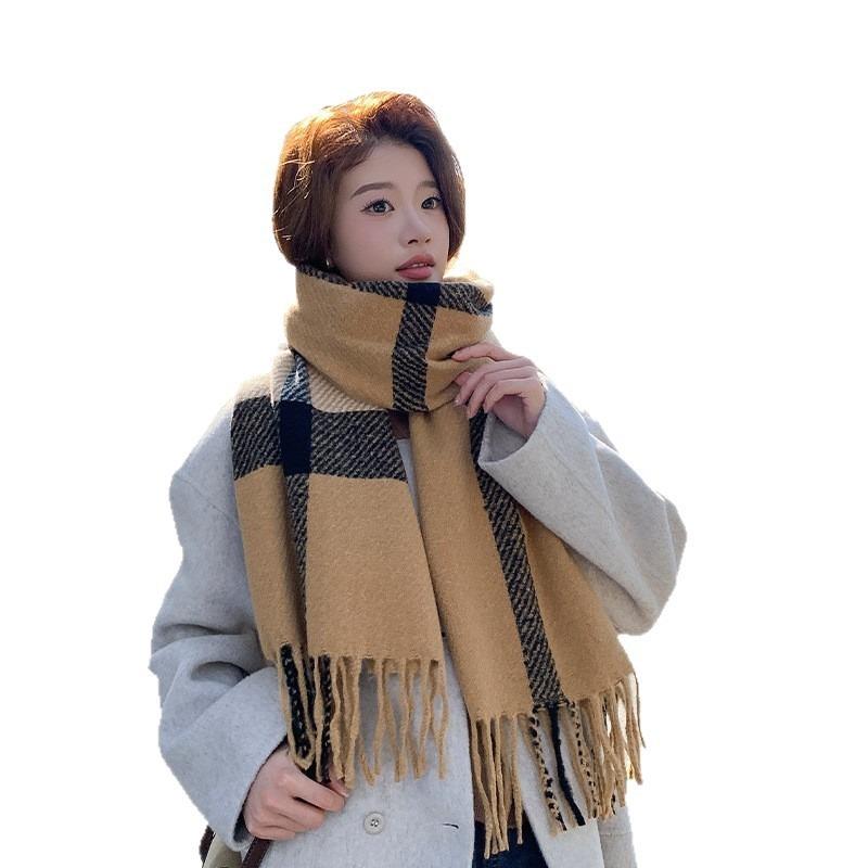 New winter scarf style high value female versatile plaid student scarf imitation cashmere to keep warm