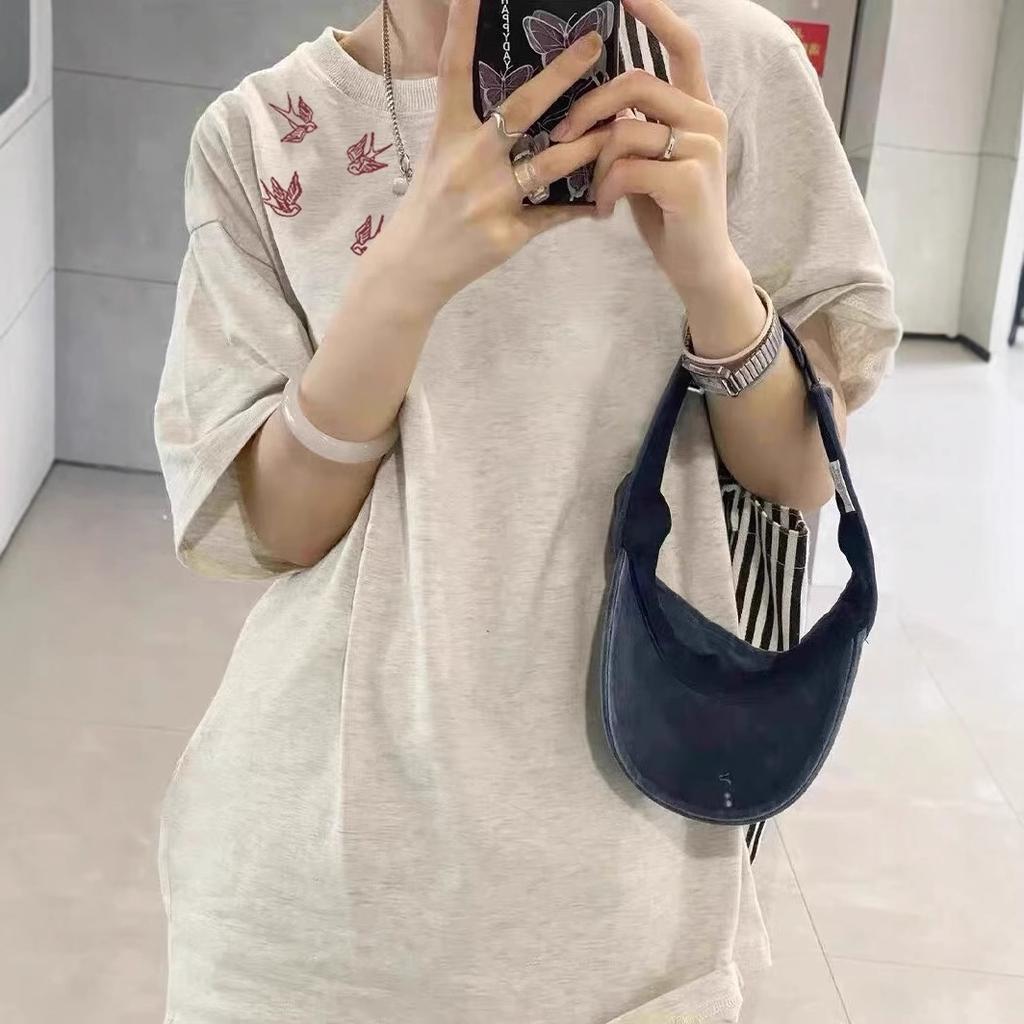 Cotton short-sleeved t-shirt women's print pattern literary niche design sense ins American retro oversize top tide