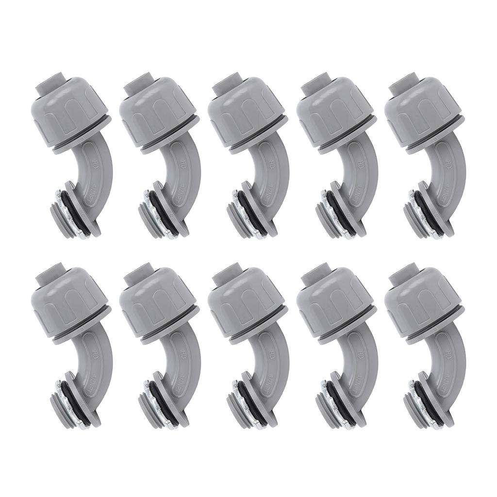 10Pcs 1in NPT Liquid Tight Connector Nylon 90 Degree Flexible Non Metallic Electrical Conduit Connec