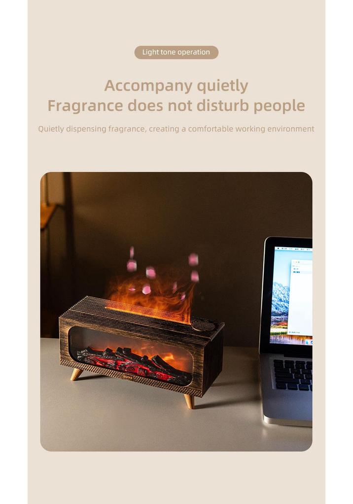 USB Simulated Fireplace Flame Humidifier & Night Light for Home & Bedroom