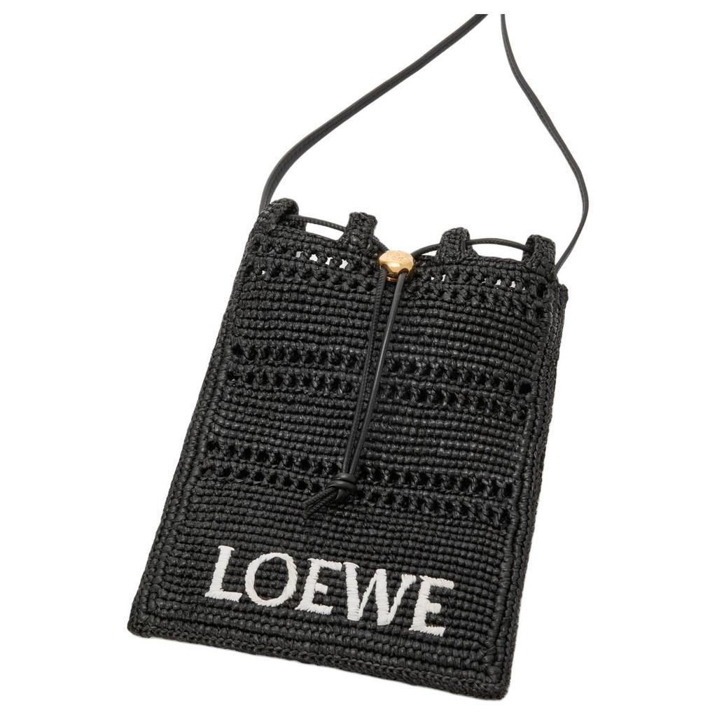 Loewe Anagram Pebble Logo Minimalist Fashion Raffia Crossbody Bag Men Bags Black C756PHPX05-1100
