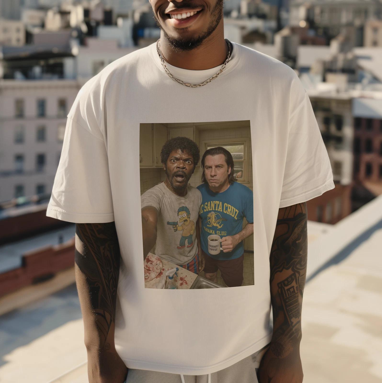 Pulp Fiction Shirt John Travolta Samuel L Jackson Selfie Funny Tarantino Gift S