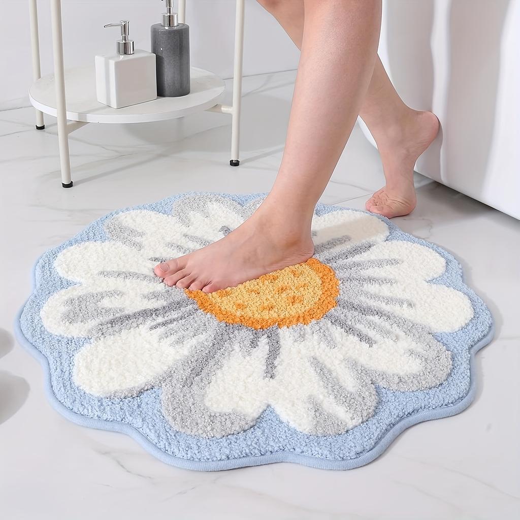 Bathroom Rug Mat, Cute Flower Bath Mat with Soft and Non-Slip, Absorbent Microfiber Bath Rugs, Machine Washable Bath Rug for Toilet Bathtub Kitchen