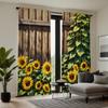 2pcs  HD summer sunflower wooden door decorative curtain Yellow decorative curtain Yellow digital printed curtain Home decorat