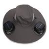 Mens Sun Hat with 2 Solar Fans Nylon UPF50 Wide Brim Fast Drying USB Rechargeable Summer Cooling