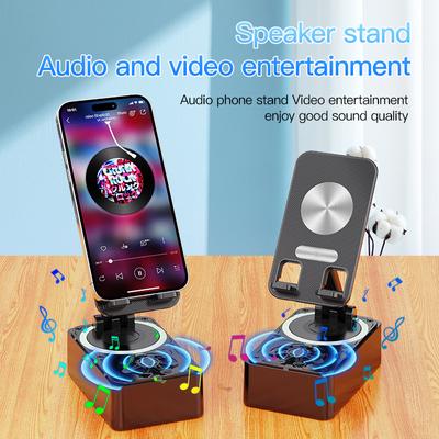 Stereo Auto Bluetooth Mp3 Lautsprecher Verstellbare Handyhalterung Faltbarer GPS Ständer 1000mAh Akku Powerbank Kabelloser Lautsprecher