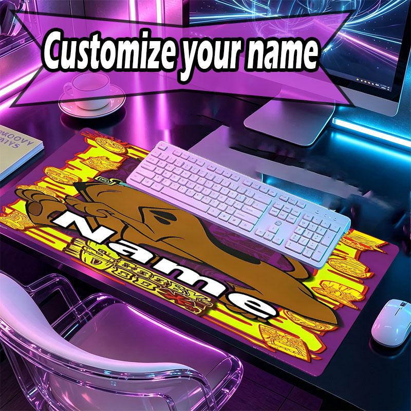 Custom Name Personalized Scooby Pattern Mousepad, Laptop PC Desk Mat, Decorative Desk Mat for Home Keyboard Pad Gift
