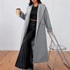 Womens Winter Wool Blend Long Coat Loose Fit Notched Collar Casual Outerwear Gray Black