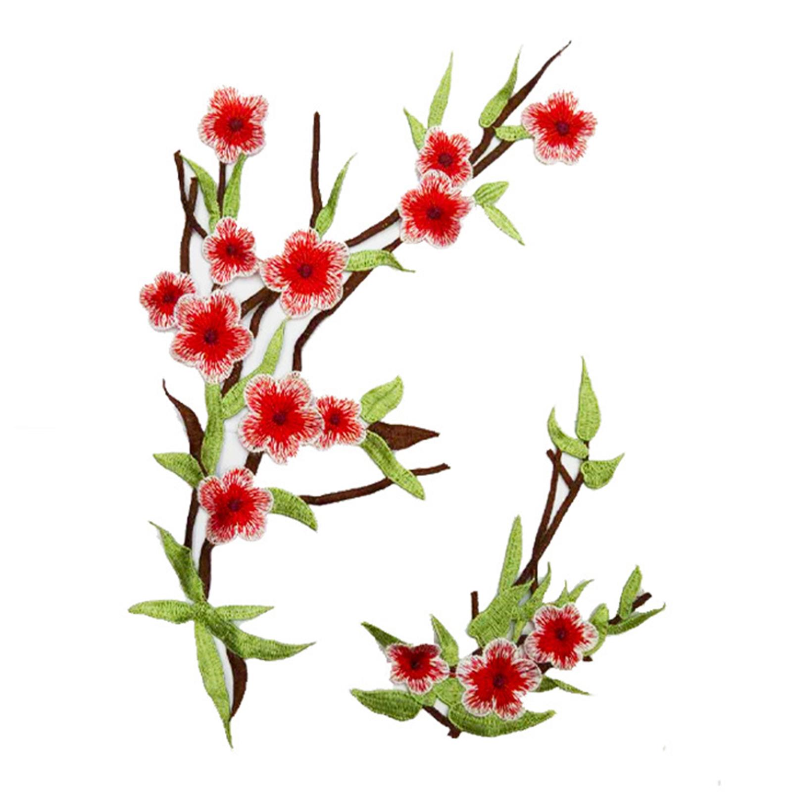 

2 шт. вышитые нашивки с цветами, пришитые аппликации с вышивкой, нашивки на воротник из ткани с цветами для одежды, джинсов, курток, юбок красный