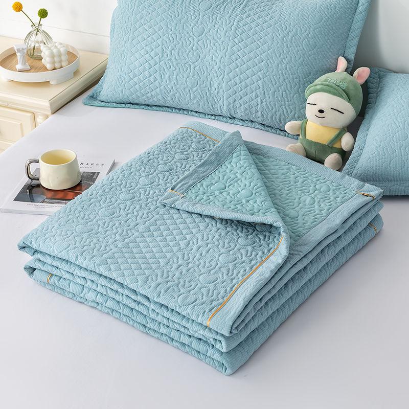 Bed Cover Solid Color Three-layer Cotton Non Slip Bed Sheet Set Four Season Universal Quilted Tatami Dustproof Mattress Sheet