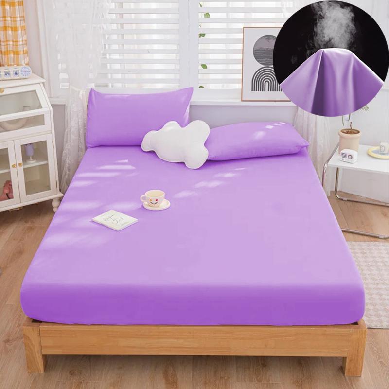 1PC High Quality Solid Color Bed Sheets Dustproof Mattress Protective Cover Soft Comfortable Breathable Fitted Sheet Non-slip Bed cover With Elastic