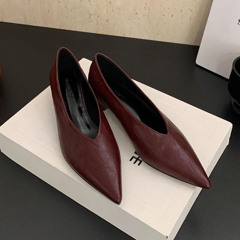 Fashion Pointed Toe Footwear Slip On Pumps Women Heeled Shoes Casual Female Fashion Shallow Ladies Low Heel Shoes 2025 New