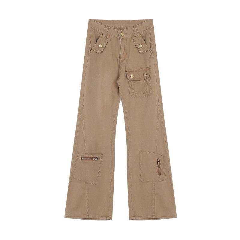 American Vintage Work Pants Women Spring Summer New Design Sense Loose Straight-leg Slimming Flared Trousers