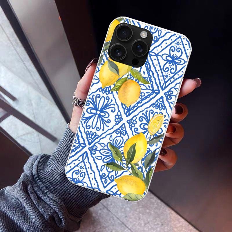 Mediterranean Lemon Phone Case For iPhone 17 Air 16 15 Pro Max 14 Plus 13 Mini 12 11 Cover 7 8 SE Silicone Shell Print Fundas 17