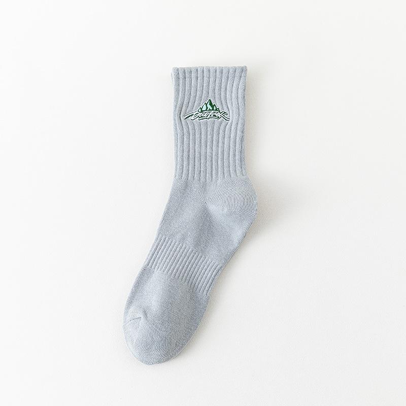 

Мужские осенне-зимние баскетбольные вышитые спортивные носки-гольфы из хлопка 1 pair светло-серый