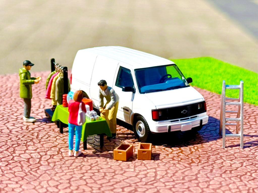 TOMYTEC GeoColle 64 26a Swap Meet ABS PVC figure and accessory set scale miniature car set 333845 #CarSnap resin, + 1/64 die-cast