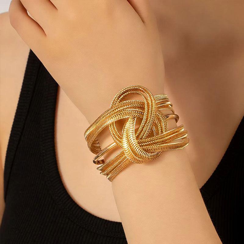 Fashion Exaggerated Open Bracelet Mesh Chain Multi-Layer Winding Wire Bracelet Personalized Trendy And Cool Jewelry