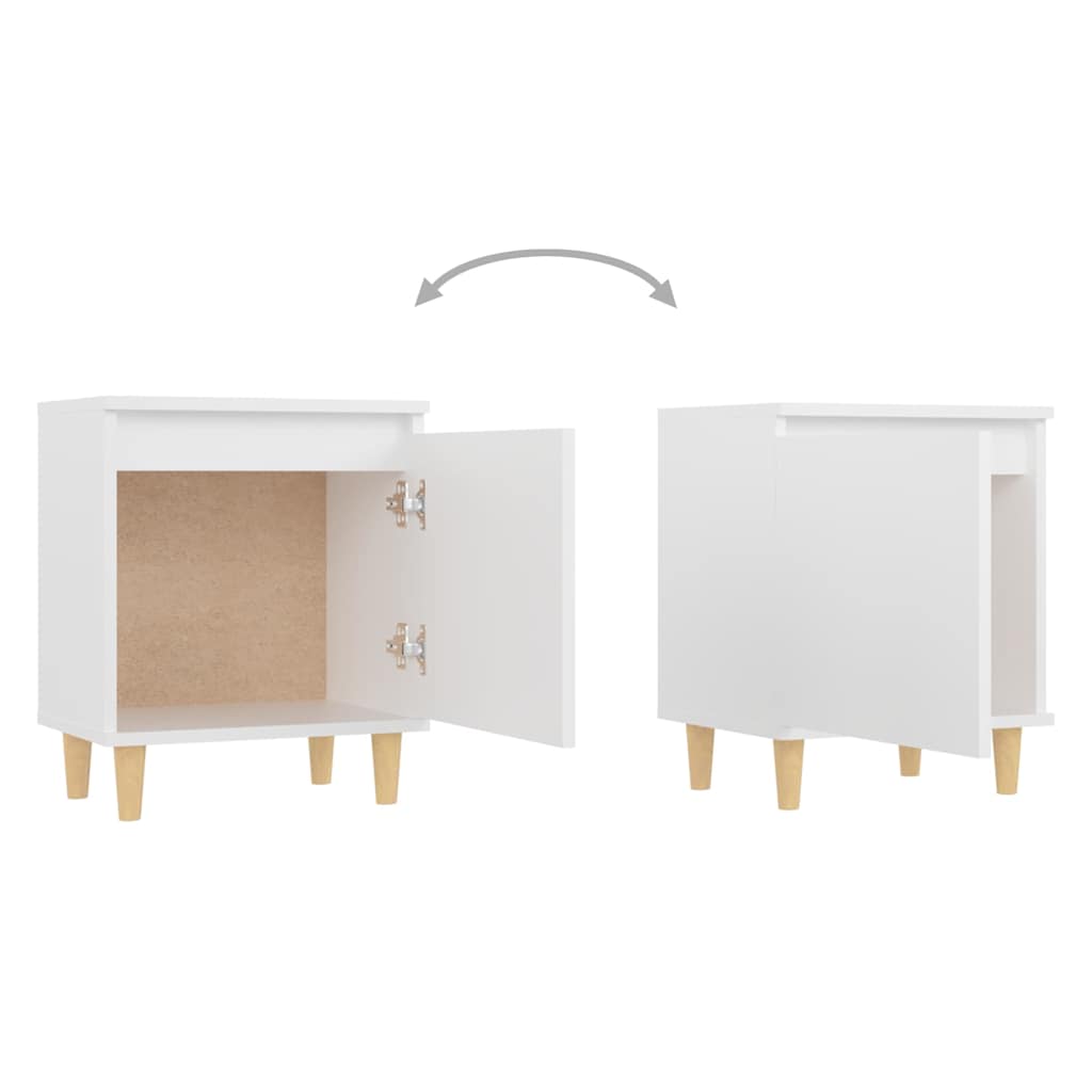 Nightstands with Solid Wood Legs 2 pcs White 40x30x50 cm