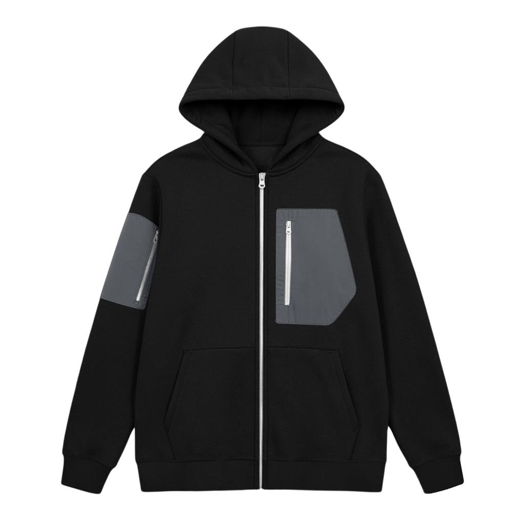 Women's Full-Zip Hooded Patchwork Sweatshirt Jacket for Casual Everyday Wear