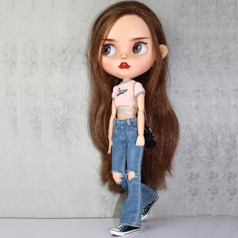 Para Ropa de Muñeca Blythe Pantalones Vaqueros de Campana para Muñecas Ob24 Ob22 Azone Conjunto