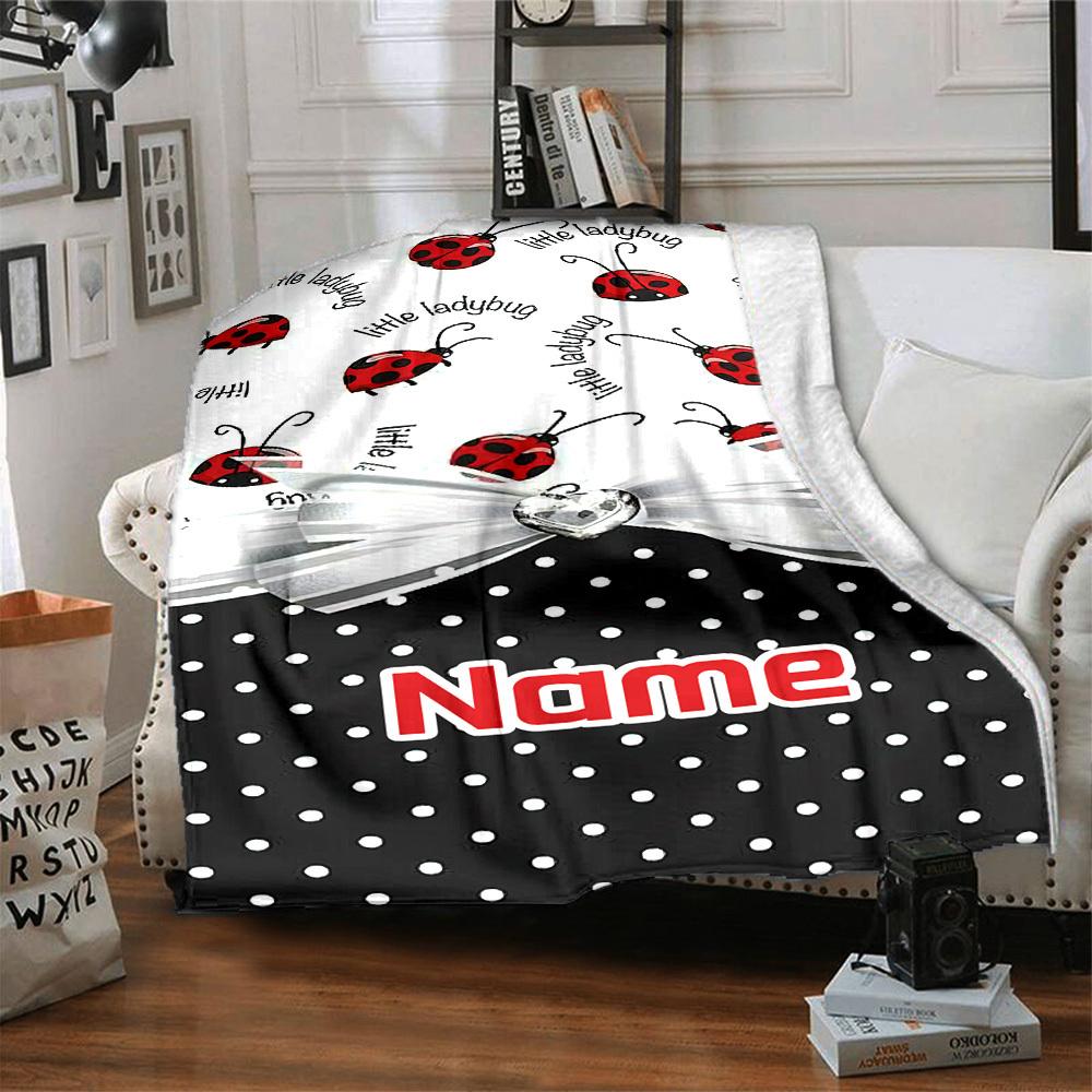 Ladybug Home Customize Your Name Blankets Soft Lightweight Allseason Multipurpose Blanket For Picnics Sofas Offices Beds Living Rooms Perfect Gift For