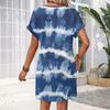 Women's Fashion Print V-Neck Short Sleeve Pocket Casual Pullover Dress