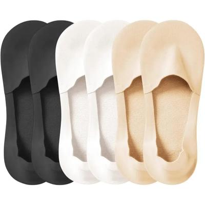 5 Pairs Various Colors Women's Thin No Show Socks, Summer Breathable Ice Silk, Low Cut Liner With Cotton Bottom & Non-Slip Heel Structure
