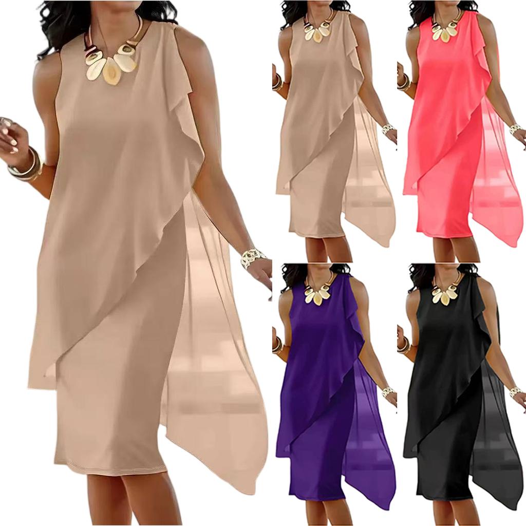 Women's Fashion Color Sleeveless Dress