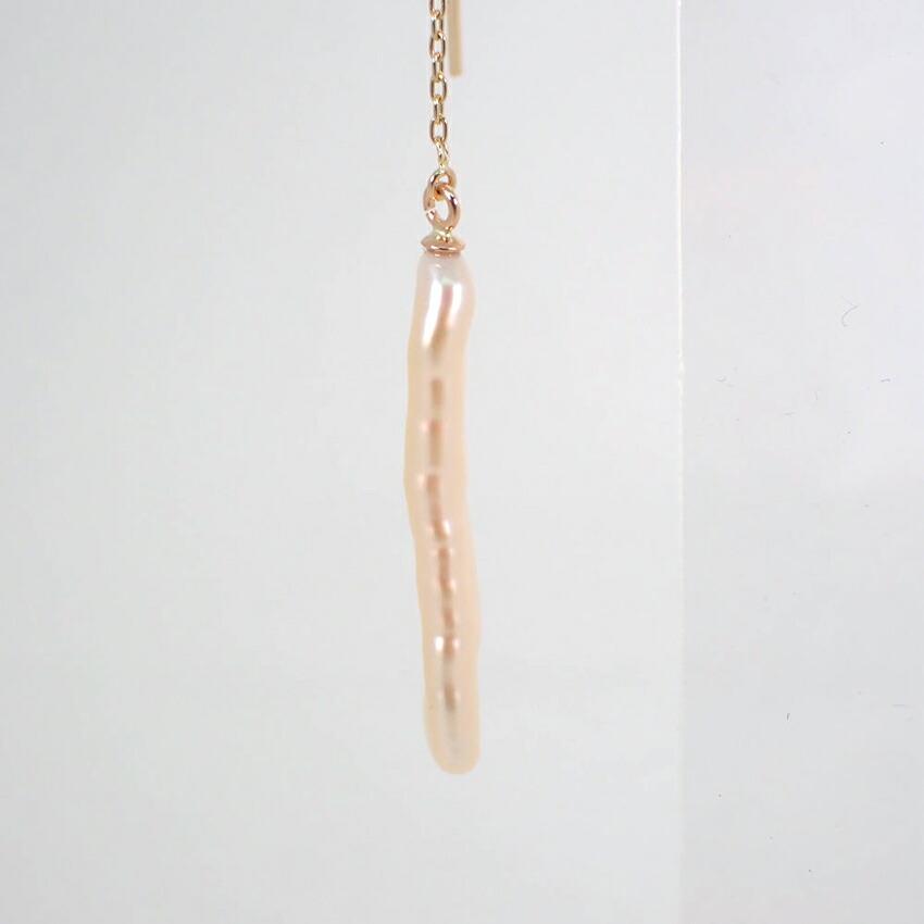 [New] K10 Freshwater Pearl/Long Chain Earrings/j33-2