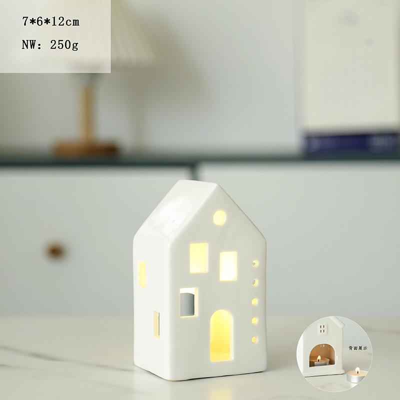 Ceramic House Candle Holder, Nordic Creative Candlestick for Home, Dinner & Wedding Table Decor