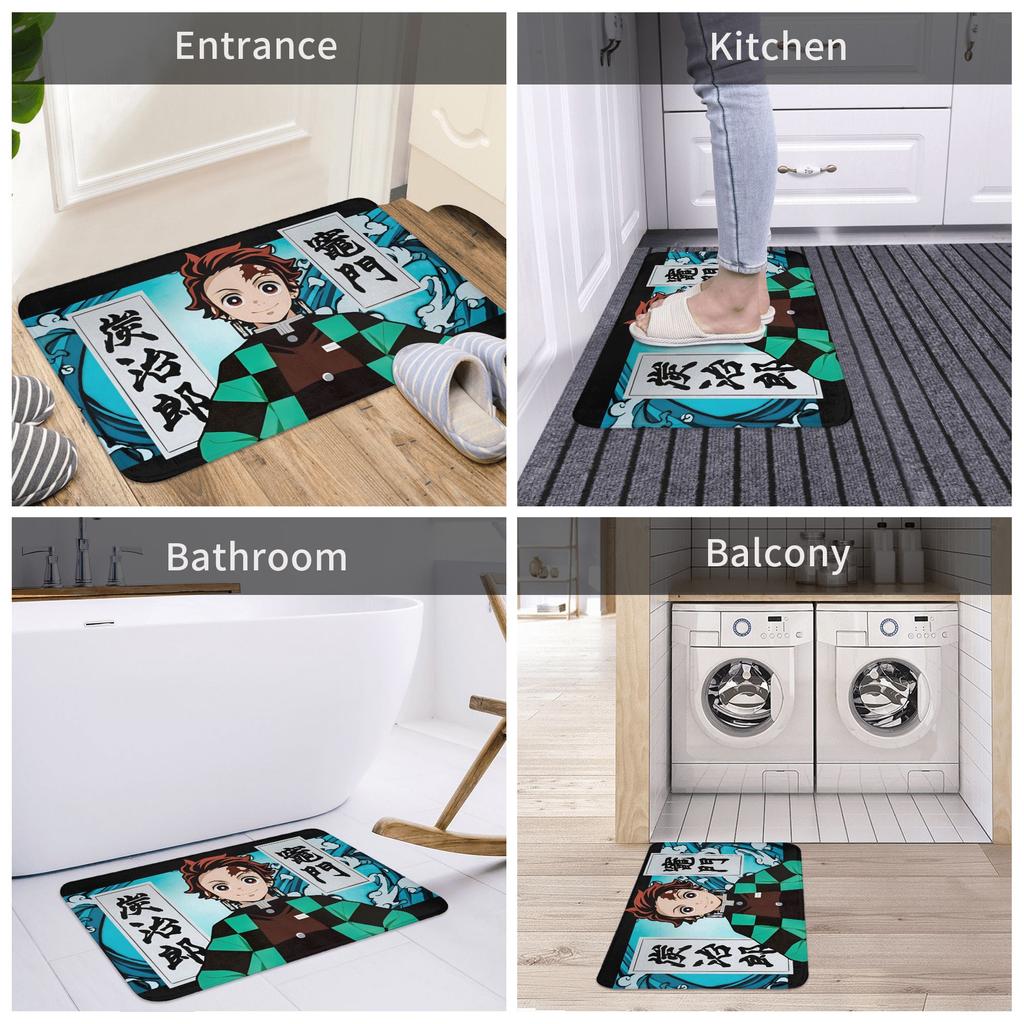 Demon Slayer Doormat Anti-Slip Kitchen Bath Mat Toilet Door Floor Entrance Carpet Rug