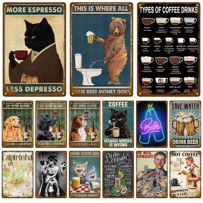 Plechové cedule do ložnice, retro kovové plakáty, nástěnné umění, fototapety, vintage dekorace do pokoje, bytové dekorace, plechové cedule, estetické pánské cedule.