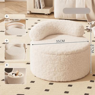 Lamb Wool Shoe Changing Stool Storage Design Swivel Wheel Swivel Wheel Seating Comfortable Comfortable Cushion