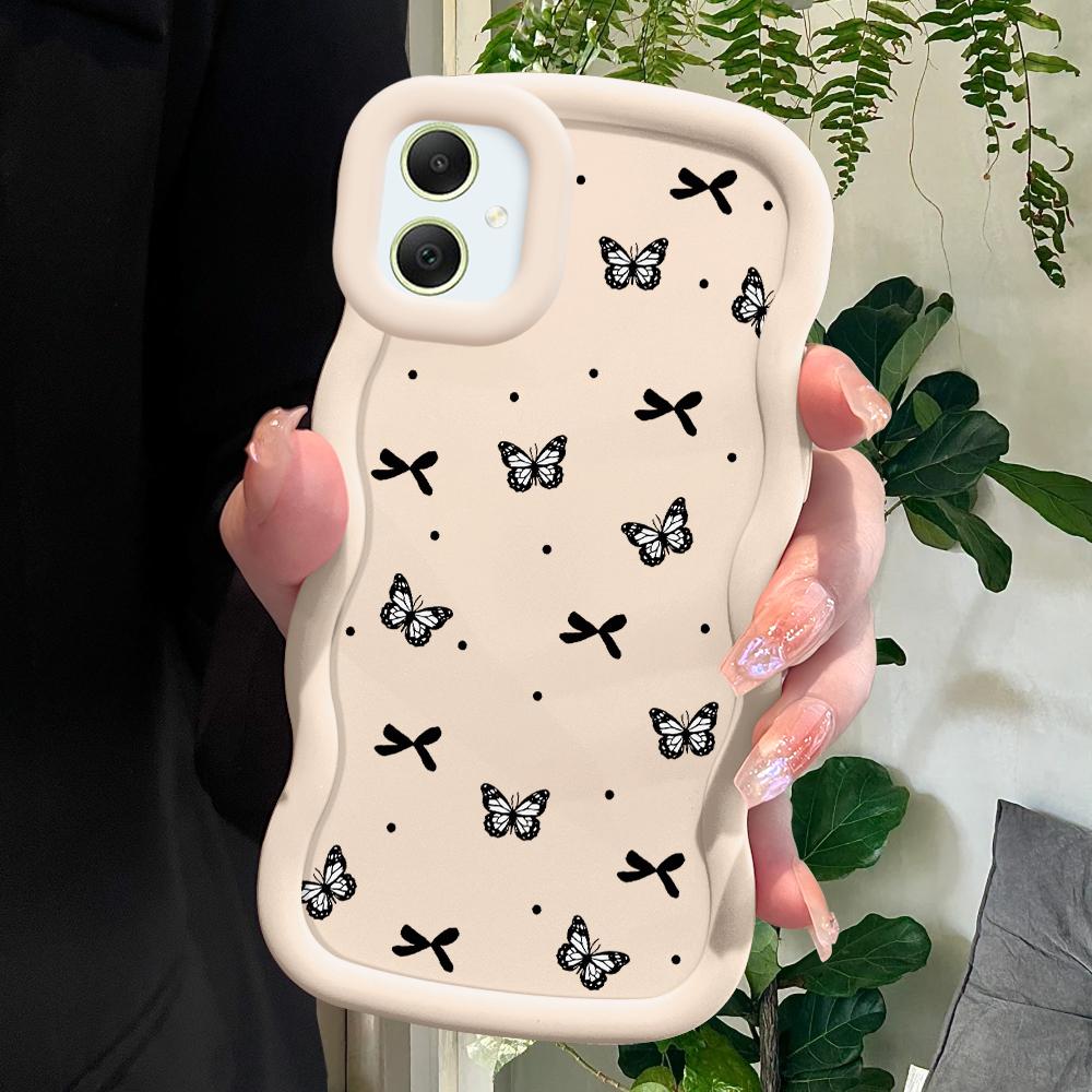 Fashion Butterfly Soft Phone Cover for Samsung Galaxy A52 A73 A12 A11 S24 Ultra 5G S23 S22 S21 S20 FE Wave Edge Shockproof Protective Rubber Case