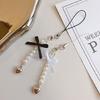 Fashion Bowknot Heart Bead Hanging Pendant Sweet Phone Strap Bag Decoration Portable Hanging Lanyard for Girls Women