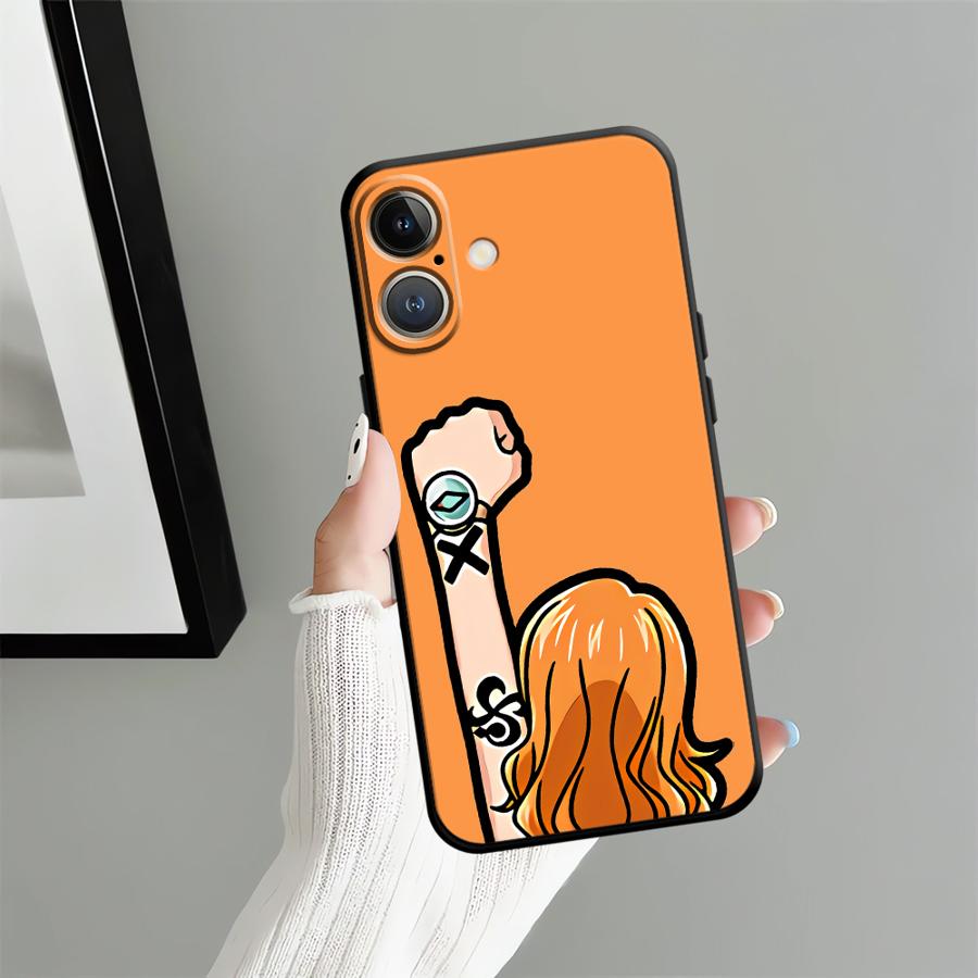 Black Soft Phone Cover Case for iPhone 7 8 15 16 14 Plus XS Max 13 12 11 17 Pro Max XR Air Cartoon Ones Pieces Luffys Zoros