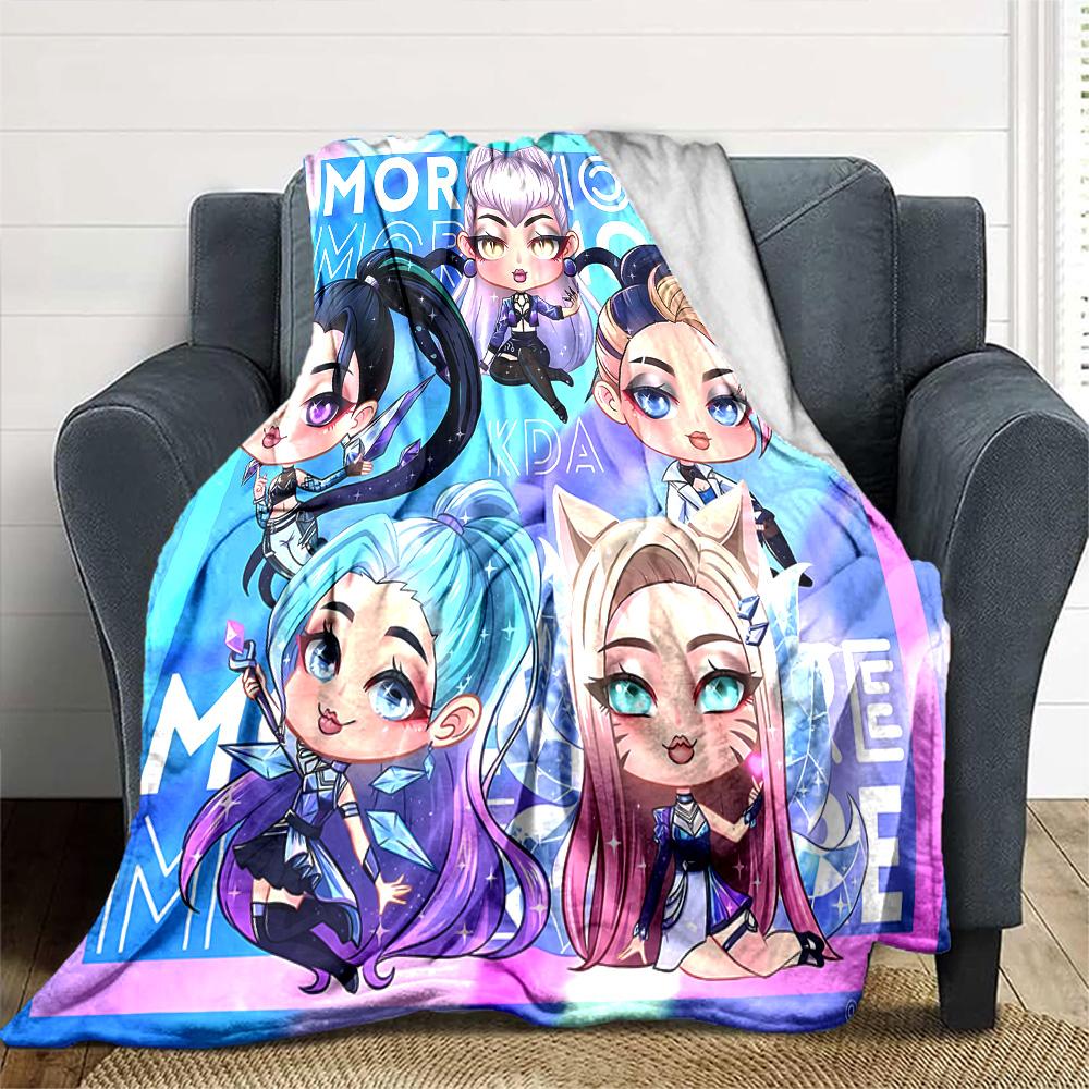 1pc Blanket - LOL-KDA kaisa ahri akali Print Design,Lightweight Blanket for Sofa,Bed- Soft &Warm,Gift for All Seasons