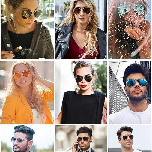 Men Retro Pilot Sunglasses Big Frame Oversized Metal UV400 Reflective Lens Trendy Driving Shades for Women